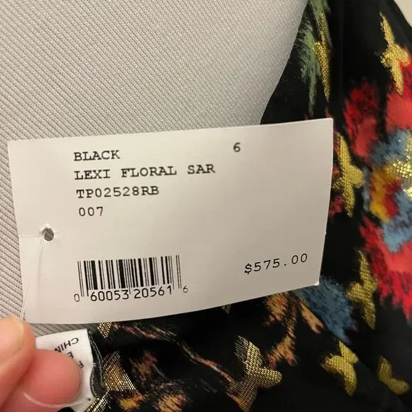 10 Crosby Derek Lam Midi DressSarongLexi LurexFloralBlack6NWT